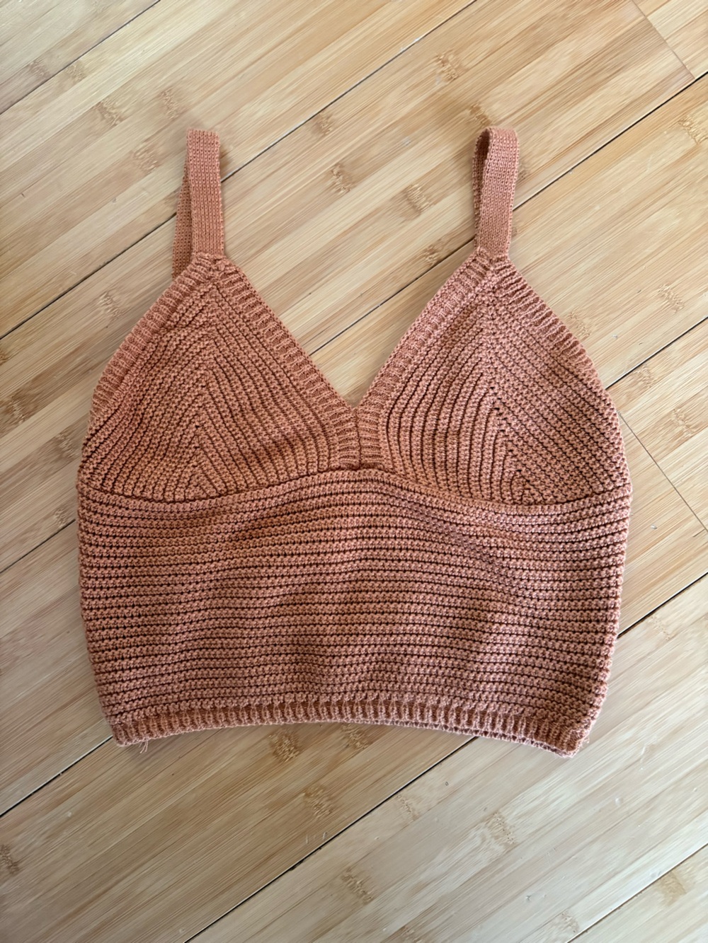Ribbed Rust Cropped Knit Tank Top